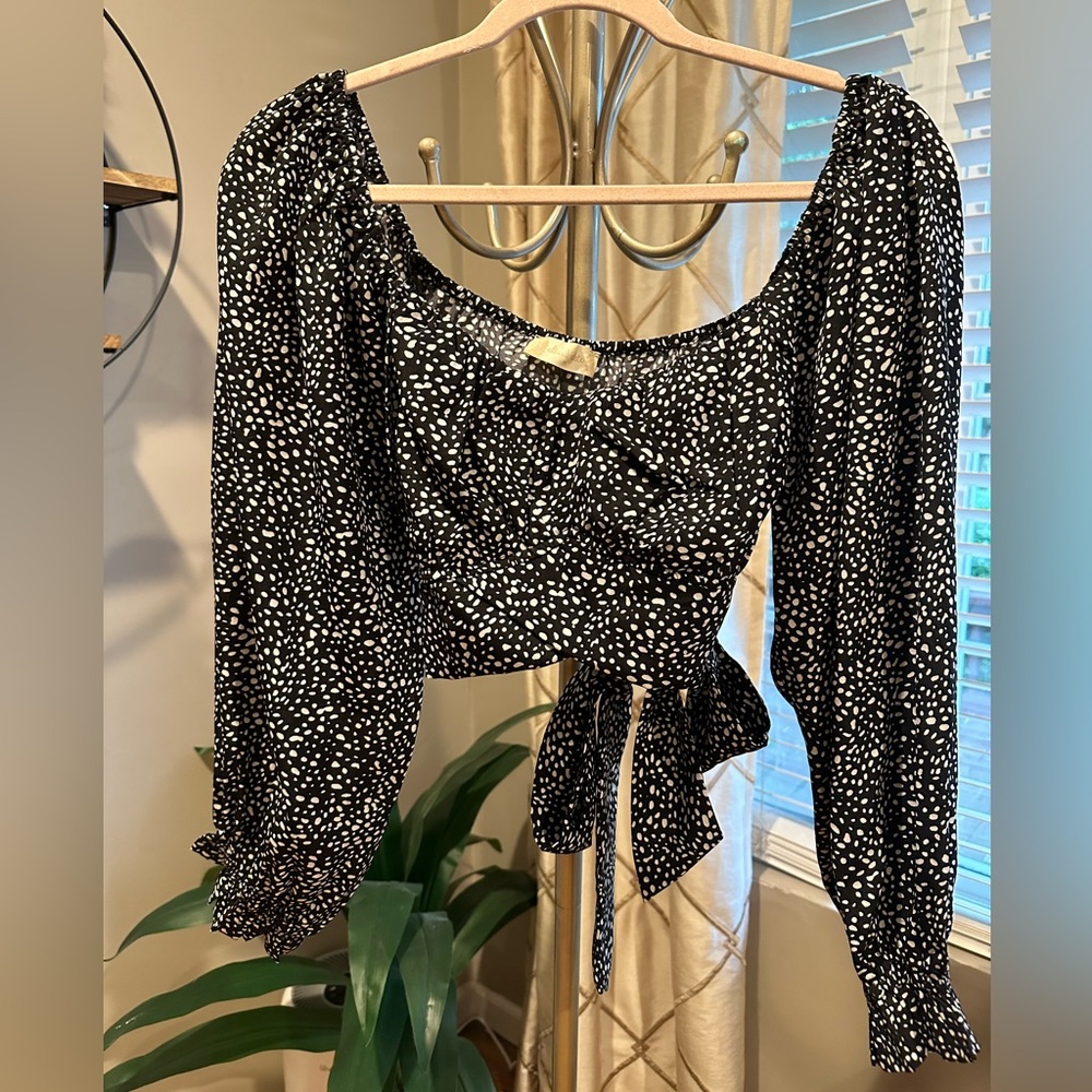 Altar'd State Polka Dot Crop Top with Tie Back
